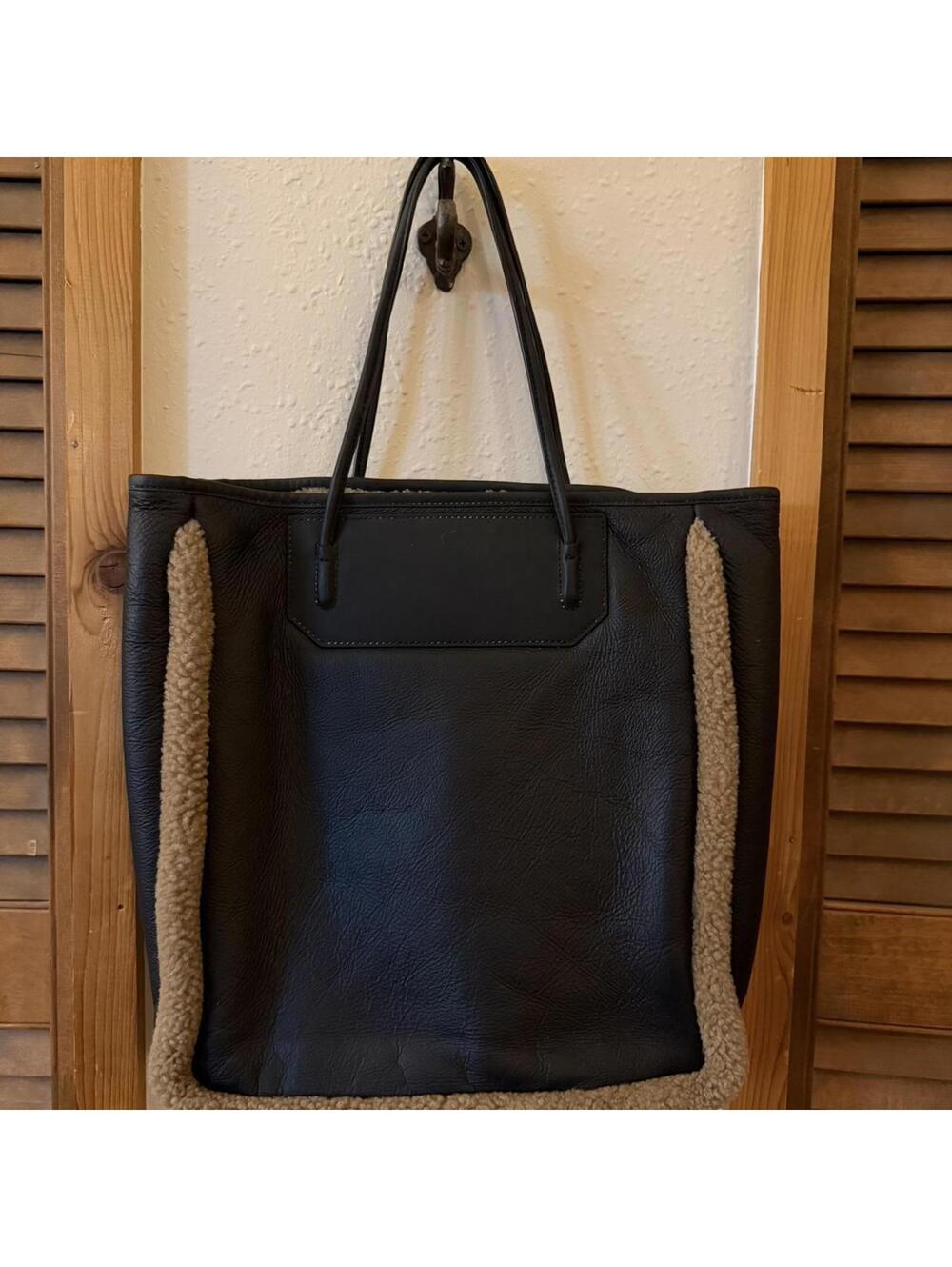 Alexander wang prisma Sherpa black leather tote